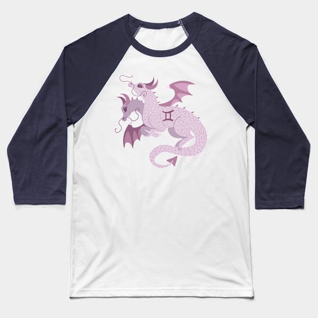 Gemini Dragon Baseball T-Shirt by LexaStrong